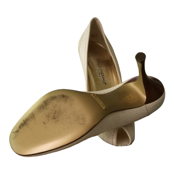 Authentic Dolce & Gabbana Ladies Cream Heels Shoes Size 37 EU /6.5-7 US - Picture 7 of 9